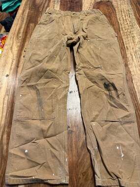 Vintage Carhartt Double Knee Duck Work Pants Paint Splattered Distressed 32x30